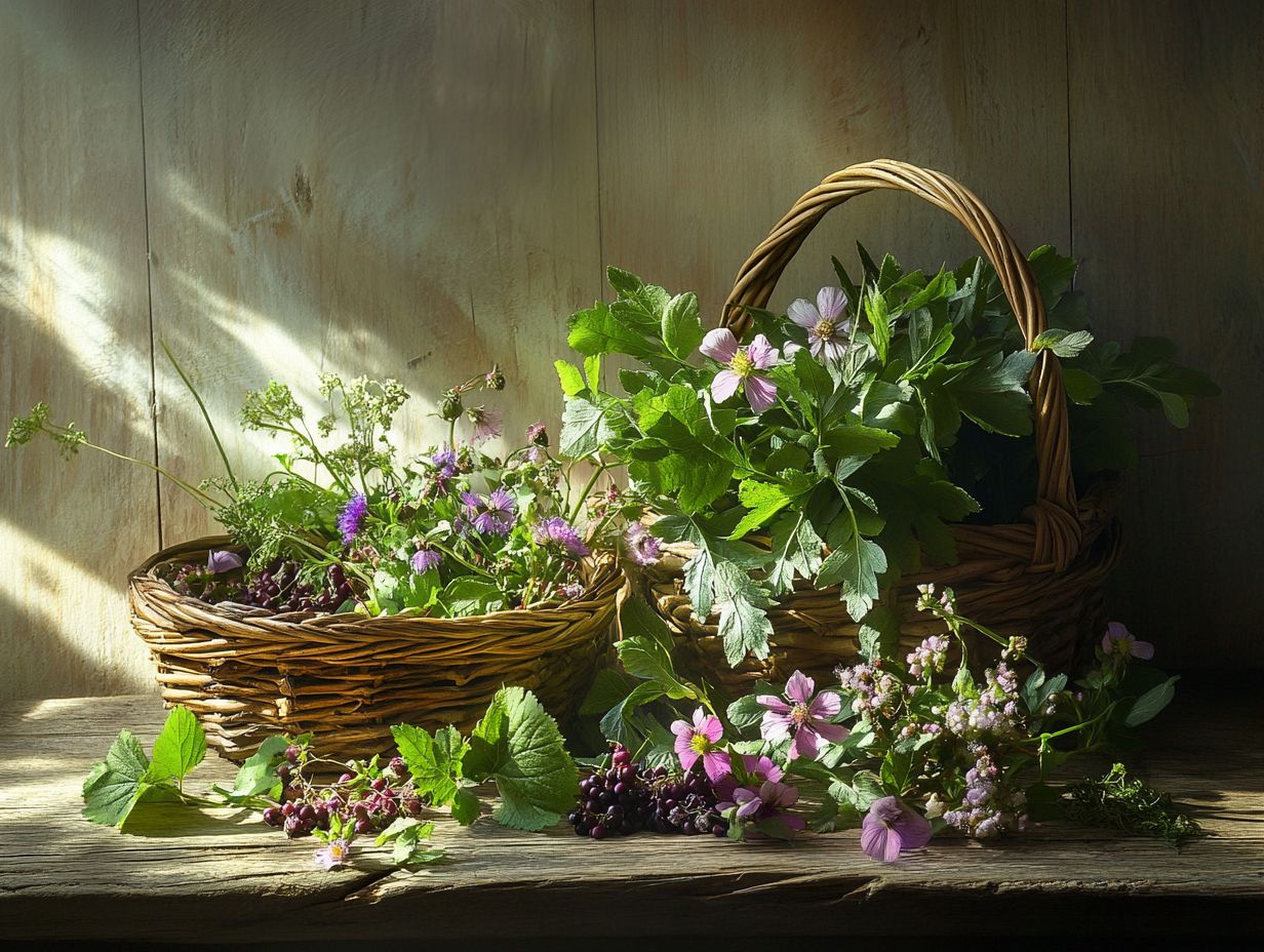 A collage of wild edible plants showcasing foraging opportunities