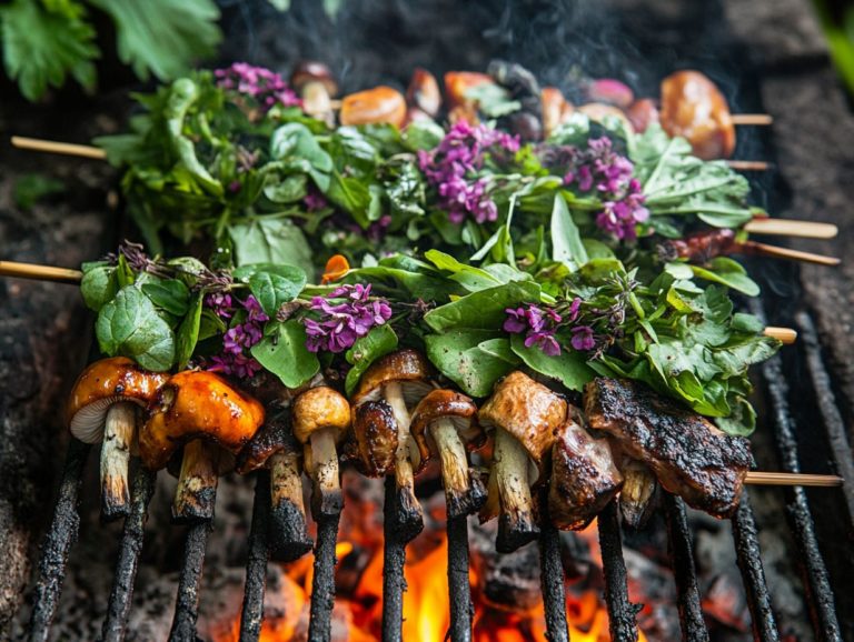 Wild Edible Skewers: Perfect for Grilling