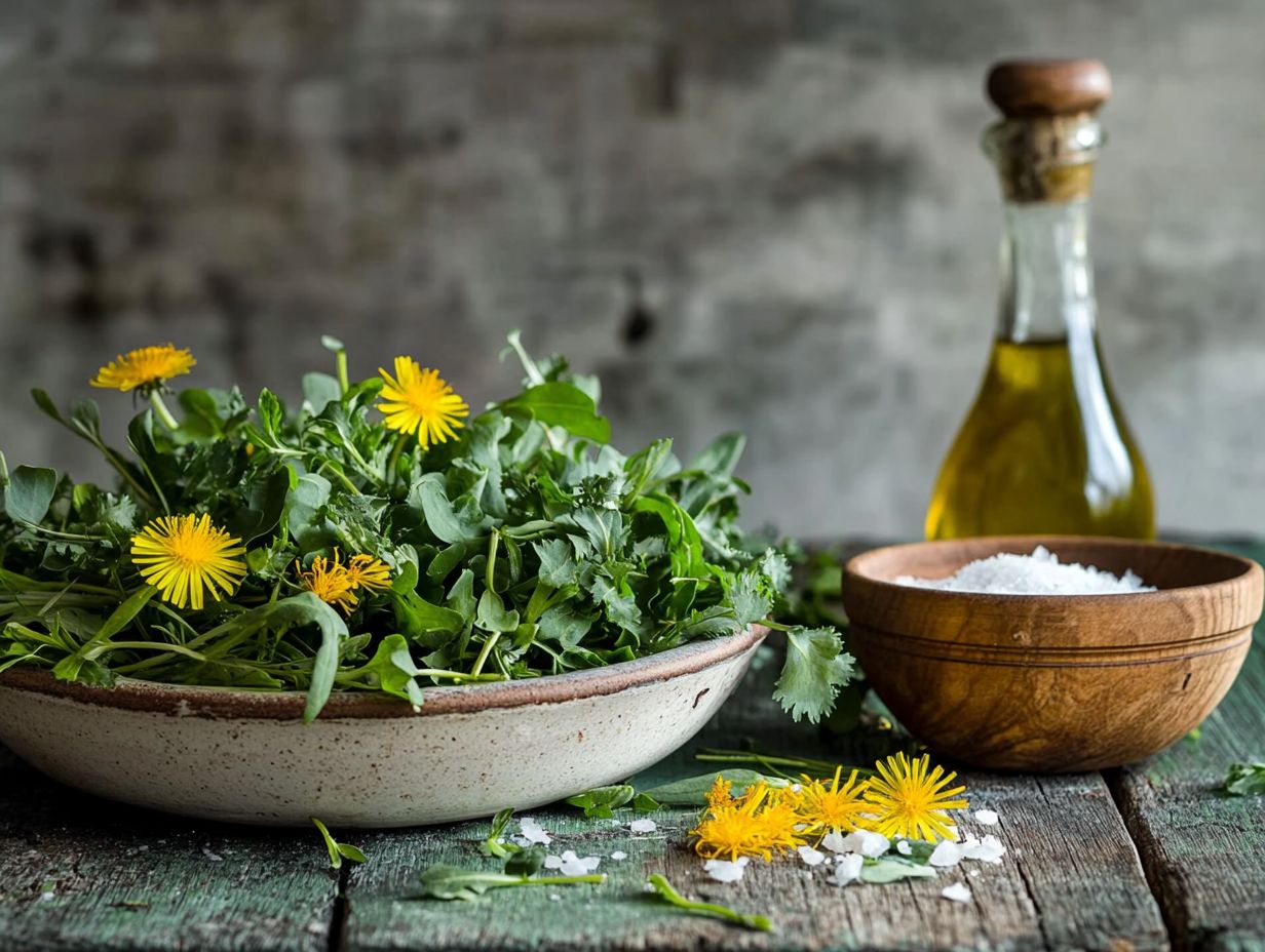 A variety of wild greens rich in vitamins and minerals